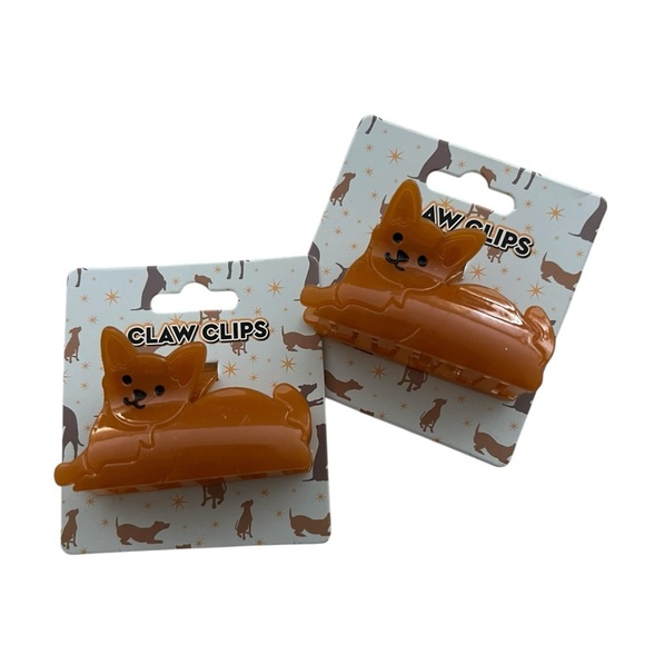 Accessories - Dog Claw Hair Clips Brown Set of 2 New